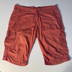 prAna Emma Knickers Women Size 8, Orange Stretch Woven Canvas Shorts